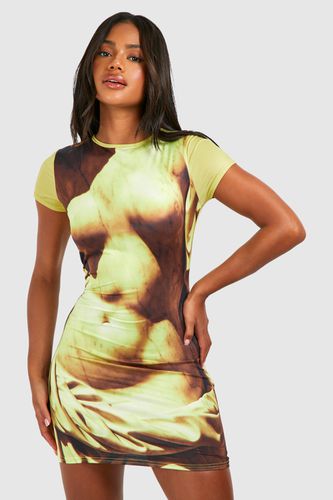 Womens Body Print Slinky Short Sleeve Bodycon Dress - - 10 - boohoo - Modalova