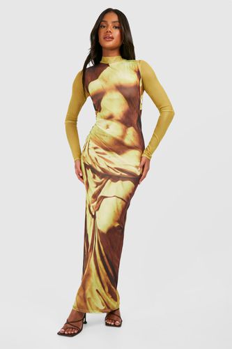 Womens Body Print Mesh Long Sleeve Maxi Dress - - 12 - boohoo - Modalova