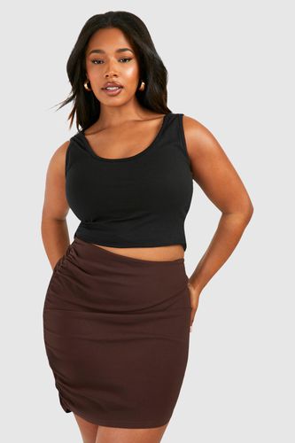 Womens Plus Bengaline Ruched Detail Mini Skirt - - 18 - boohoo - Modalova