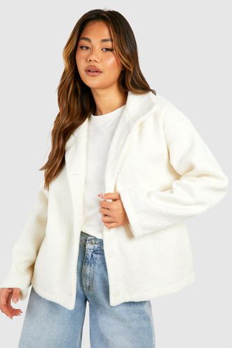 Womens Textured Wool Look Button Detail Jacket - - 12 - boohoo - Modalova