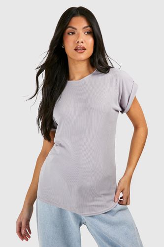 Womens Maternity Ribbed Roll Sleeve T-shirt - - 16 - boohoo - Modalova