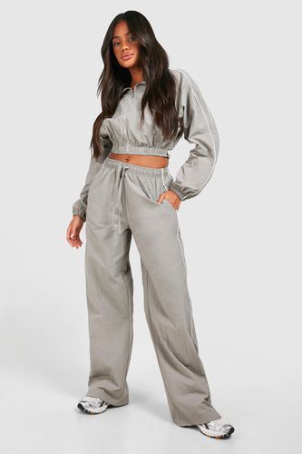 Womens Nylon Contrast Detail Trousers - - 12 - boohoo - Modalova