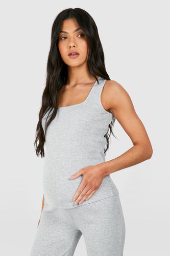 Womens Maternity Ribbed Square Neck Vest Top - - 10 - boohoo - Modalova