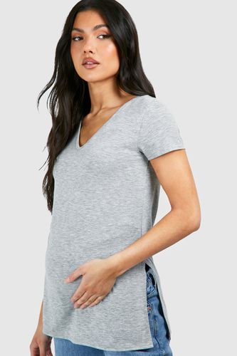 Womens Maternity Longline Split Hem T-shirt - - 10 - boohoo - Modalova