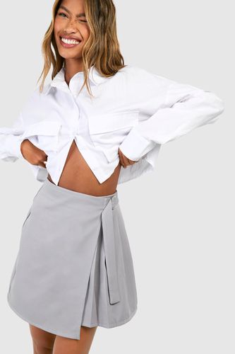 Womens Wrap Asymmetric Pleated Skirt - - 10 - boohoo - Modalova