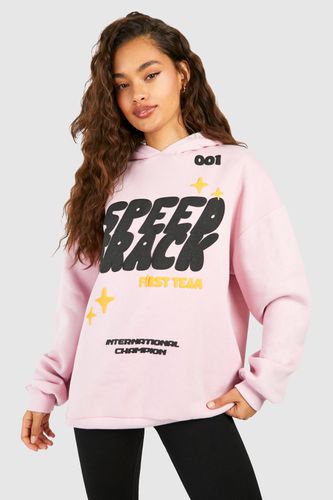 Womens Speed Track Puff Print Slogan Oversized Hoodie - - L - boohoo - Modalova