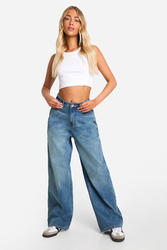 Womens Bow Back Oversized Straight Leg Denim Jean - - 12 - boohoo - Modalova