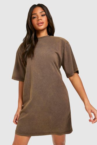 Womens Acid Wash Shoulder Pad T-shirt Dress - - 10 - boohoo - Modalova