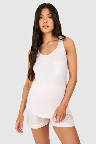 Womens Maternity Piped Vest And Short Pyjama Set - - 10 - boohoo - Modalova