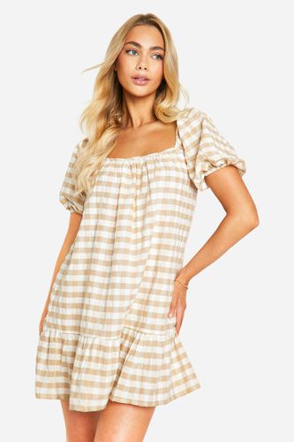 Womens Gingham Tiered Smock Dress - - 14 - boohoo - Modalova