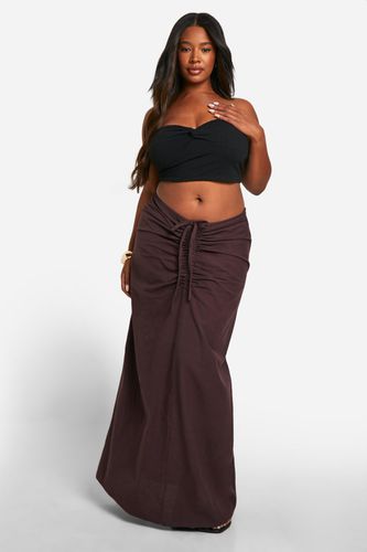 Womens Plus Cotton Ruched Maxi Skirt - - 18 - boohoo - Modalova