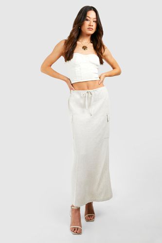 Womens Tall Linen Pocket Midaxi Skirt - - 14 - boohoo - Modalova