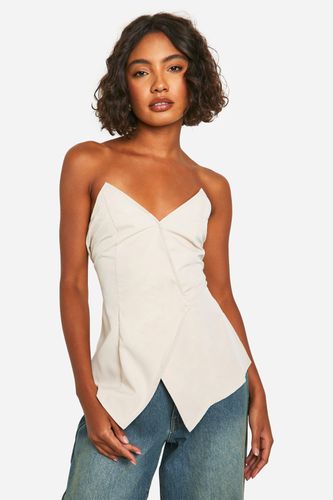 Womens Tall Asymmetric Bandeau Corset Top - - 14 - boohoo - Modalova