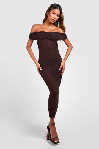 Womens Bardot Ruched Textured Midaxi Dress - - 12 - boohoo - Modalova