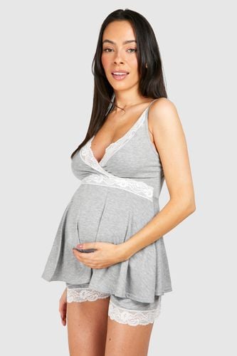 Womens Maternity Lace Trim Cami And Short Pyjama Set - - 12 - boohoo - Modalova