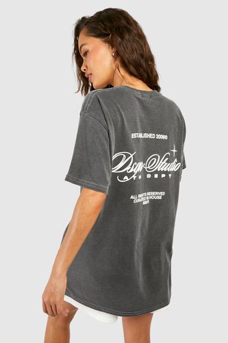 Womens Dsgn Studio Washed Puff Print Oversized T-shirt - - XS - boohoo - Modalova