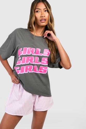 Womens Girls Printed Oversized T-shirt - - L - boohoo - Modalova