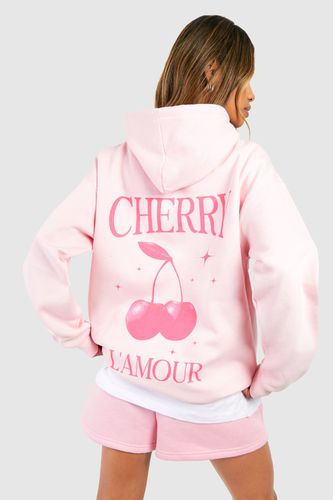 Womens Cherry L'amour Back Print Oversized Hoodie - - M - boohoo - Modalova
