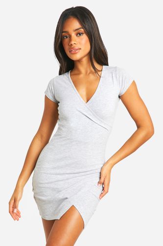 Womens Basic Cotton Wrap Mini Dress - - 10 - boohoo - Modalova