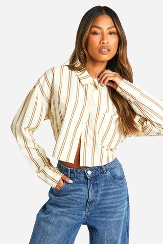 Womens Striped Boxy Crop Shirt - - 10 - boohoo - Modalova