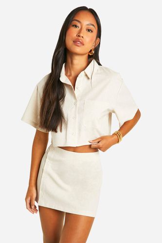 Womens Linen Mix Boxy Crop Shirt - - 10 - boohoo - Modalova
