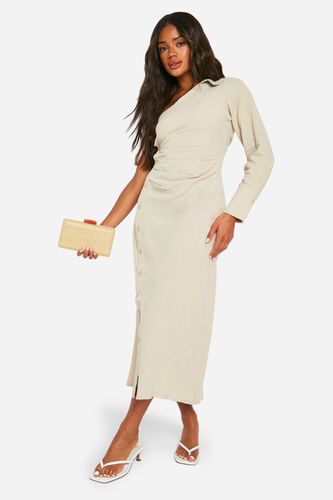 Womens Linen Asymmetric Shirt Midaxi Dress - - 10 - boohoo - Modalova