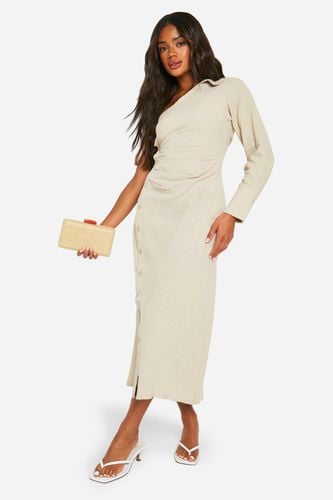Womens Linen Asymmetric Shirt Midaxi Dress - - 16 - boohoo - Modalova