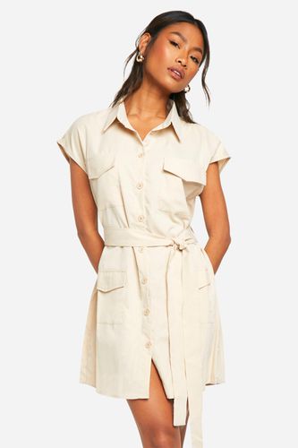 Womens Sleeveless Utility Shirt Dress - - 10 - boohoo - Modalova