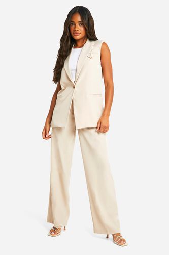 Womens Linen Look Pleat Front Wide Leg Trousers - - 10 - boohoo - Modalova