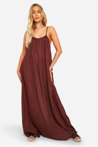 Womens Linen Look Pleated Maxi Dress - - 10 - boohoo - Modalova