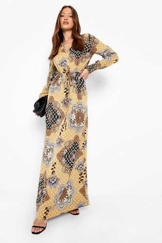 Womens Printed Frill Hem Maxi Dress - - 10 - boohoo - Modalova