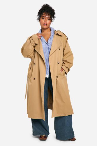 Womens Plus Belted Oversized Trench Coat - - 22 - boohoo - Modalova