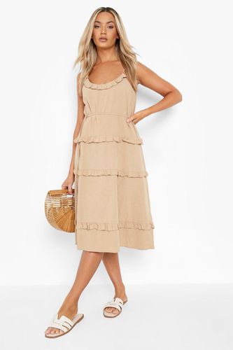 Womens Cheesecloth Tiered Frill Midi Skater Dress - - 10 - boohoo - Modalova