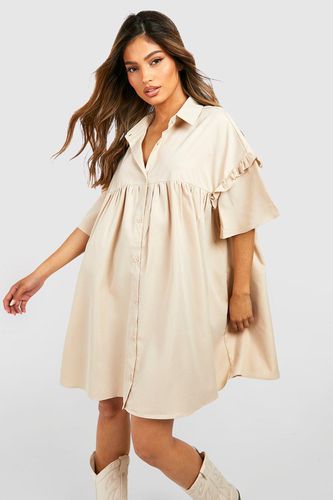 Womens Puff Sleeve Button Through Smock Mini Dress - - 18 - boohoo - Modalova