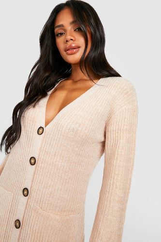 Womens Soft Knit Button Through Midi Knitted Dress - - M - boohoo - Modalova