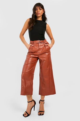 Womens Premium Leather Look Longer Length Culotte - - 8 - boohoo - Modalova