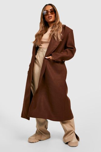 Womens Plus Belted Wool Look Coat - - 16 - boohoo - Modalova