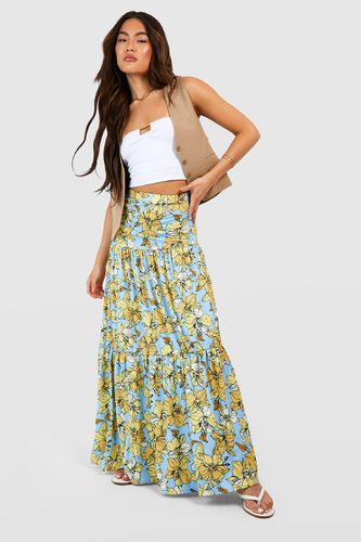 Womens Floral Maxi Skirt - Blue - 8 - boohoo - Modalova