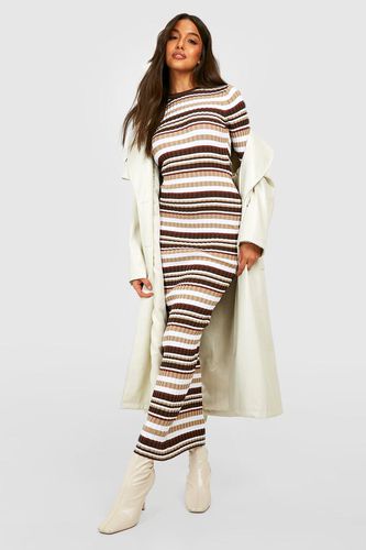 Womens Mixed Stripe Midaxi Knitted Dress - - 10 - boohoo - Modalova