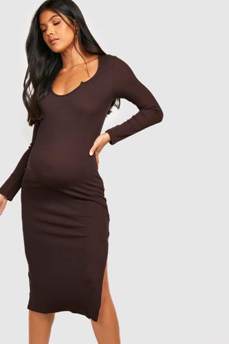 Womens Maternity Notch Neck Midi Dress - - 12 - boohoo - Modalova