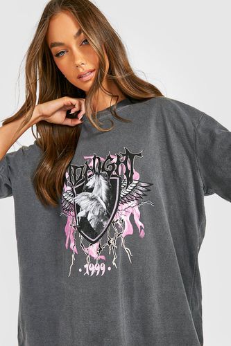 Womens Grunge Unicorn Printed Oversized T-shirt - - M - boohoo - Modalova