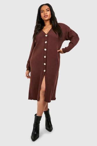 Womens Plus Knitted Midi Cardigan Dress - - 20-22 - boohoo - Modalova