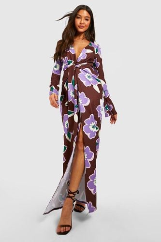 Womens Floral Plunge Drape Detail Maxi Dress - - 10 - boohoo - Modalova