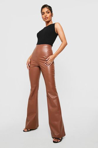 Womens Mix & Match Leather Look Flared Trousers - - 6 - boohoo - Modalova