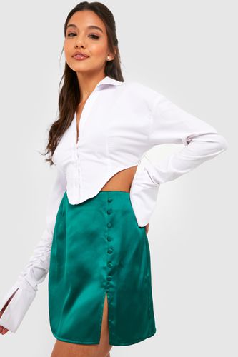 Womens Satin Mini Skirt - Green - 8 - boohoo - Modalova