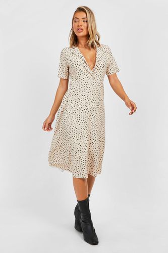 Womens Polka Dot Shirt Style Midi Dress - - 8 - boohoo - Modalova