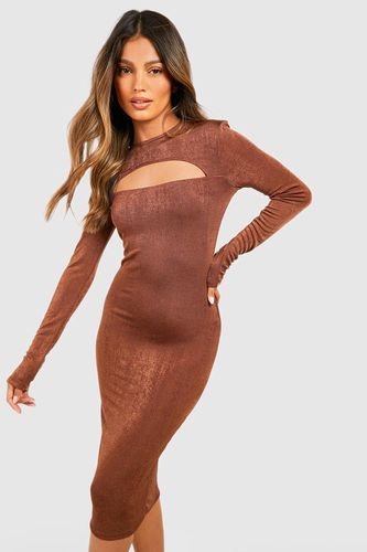 Womens Textured Slinky Cut Out Midi Dress - - 10 - boohoo - Modalova