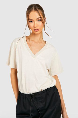 Womens Deep V Basic Cotton Tshirt - - S - boohoo - Modalova