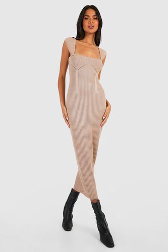 Womens Premium Corset Seam Cap Sleeve Rib Knitted Midaxi Dress - - XL - boohoo - Modalova