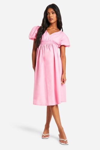 Womens Maternity Puff Sleeve Midi Smock Dress - - 10 - boohoo - Modalova